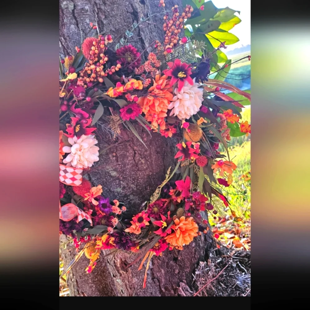 Fall/Autumn Faux Floral Grapevine Wreath - Picture 7 of 10